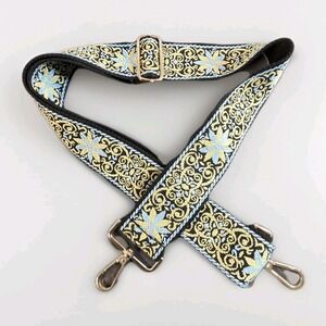 Levy's M8HTV Jacquard Weave Guitar Strap - Light Blue and Gold Motif